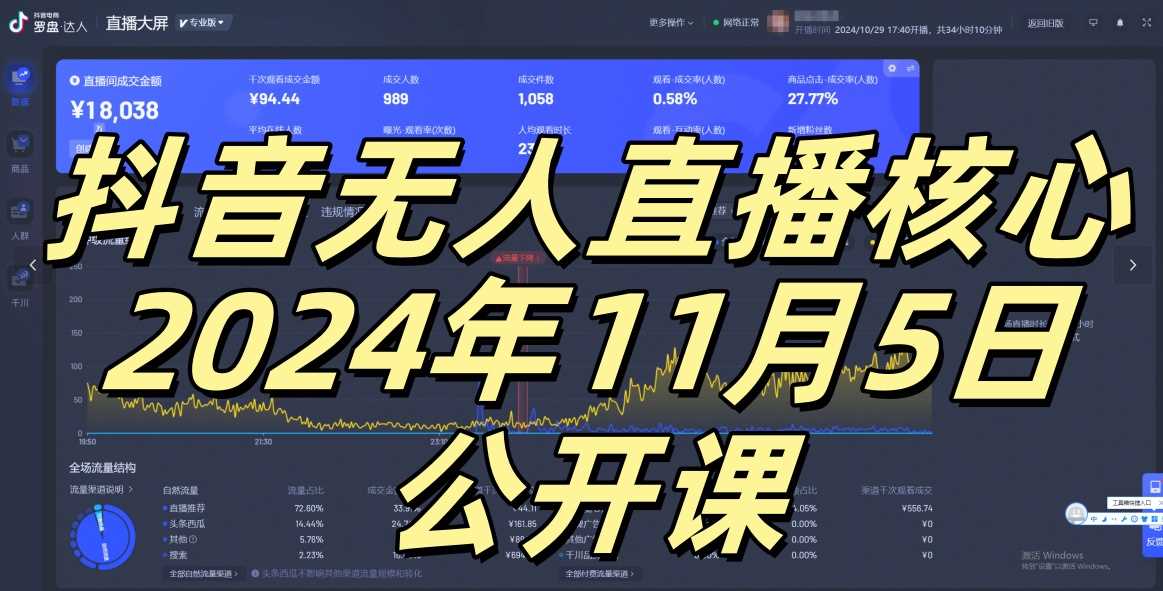 抖音无人直播核心公开课，咸鱼翻身小白可做带有睡后收入月入过万太简单【揭秘】-富爸爸项目圈
