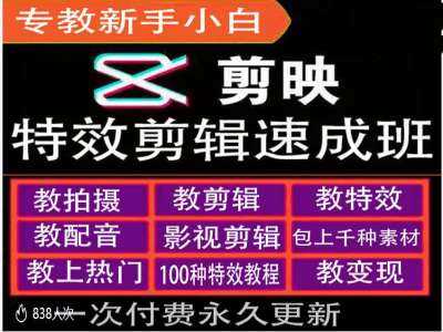 剪映特效教程和运营变现教程，特效剪辑速成班，专教新手小白-富爸爸项目圈