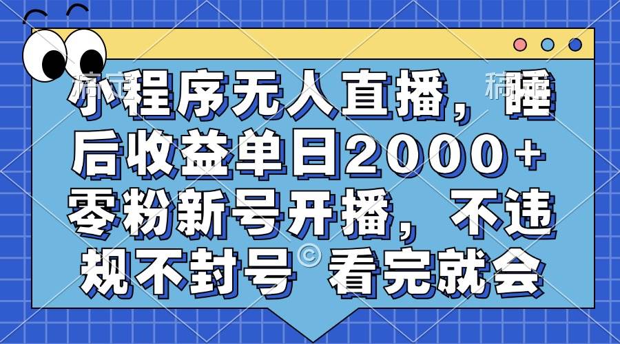 （13251期）小程序无人直播，睡后收益单日2000+ 零粉新号开播，不违规不封号 看完就会-富爸爸项目圈
