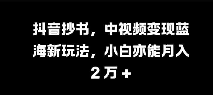 抖音抄书，中视频变现蓝海新玩法，小白亦能月入 过W【揭秘】-富爸爸项目圈
