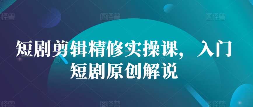 短剧剪辑精修实操课，入门短剧原创解说-富爸爸项目圈
