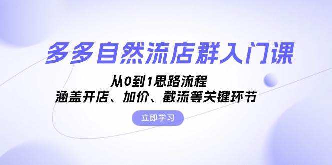 （13279期）多多自然流店群入门课，从0到1思路流程，涵盖开店、加价、截流等关键环节-富爸爸项目圈