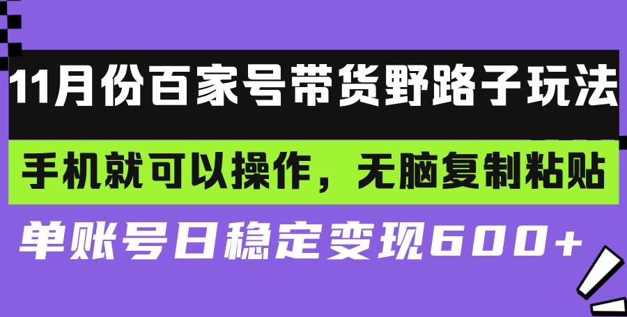 （13281期）百家号带货野路子玩法 手机就可以操作，无脑复制粘贴 单账号日稳定变现…-富爸爸项目圈