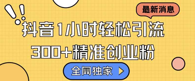 全网独家抖音引流，轻松日引300+精准创业粉【揭秘】-富爸爸项目圈