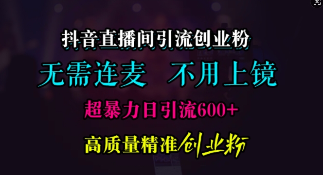 抖音直播间引流创业粉，无需连麦、无需上镜，超暴力日引流600+高质量精准创业粉【揭秘】-富爸爸项目圈