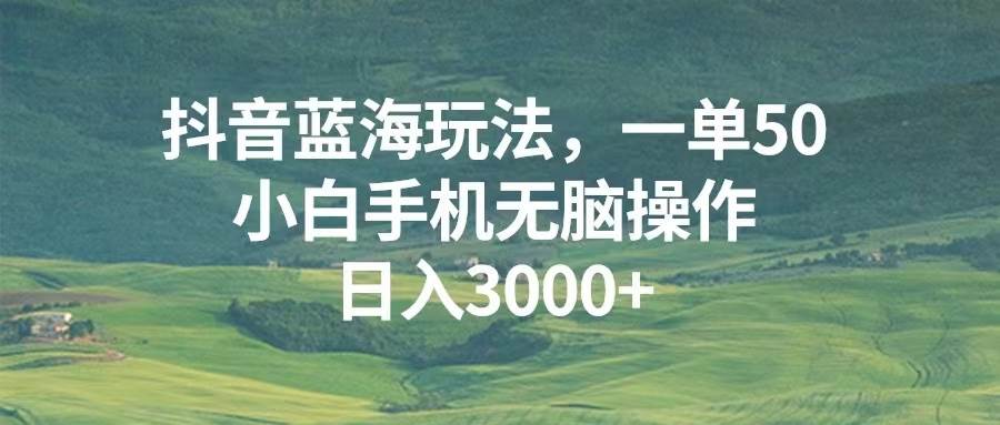 （13353期）抖音蓝海玩法，一单50，小白手机无脑操作，日入3000+-富爸爸项目圈