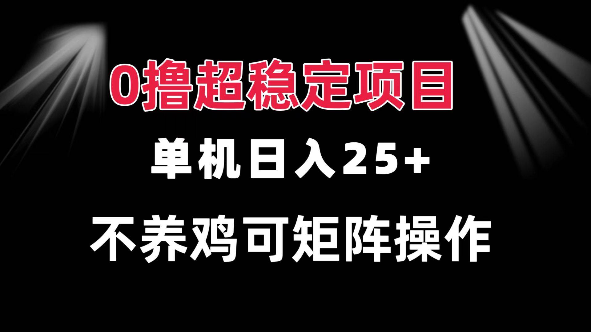 （13355期）0撸项目 单机日入25+ 可批量操作 无需养鸡 长期稳定 做了就有-富爸爸项目圈