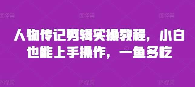 人物传记剪辑实操教程，小白也能上手操作，一鱼多吃-富爸爸项目圈