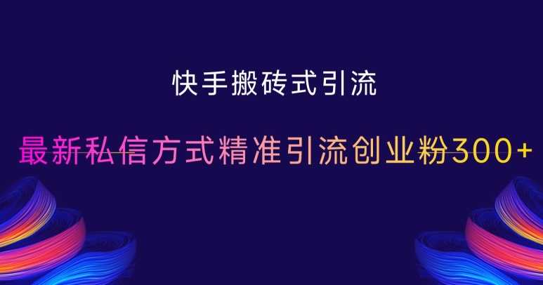 快手搬砖式引流，最新私信方式精准引流创业粉300+-富爸爸项目圈