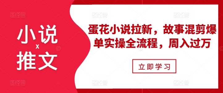 小说推文之蛋花小说拉新，故事混剪爆单实操全流程，周入过万-富爸爸项目圈