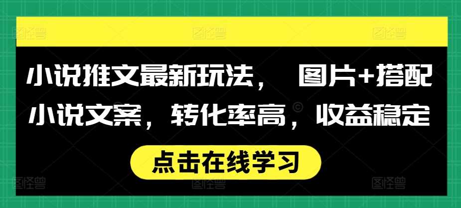 小说推文最新玩法， 图片+搭配小说文案，转化率高，收益稳定-富爸爸项目圈