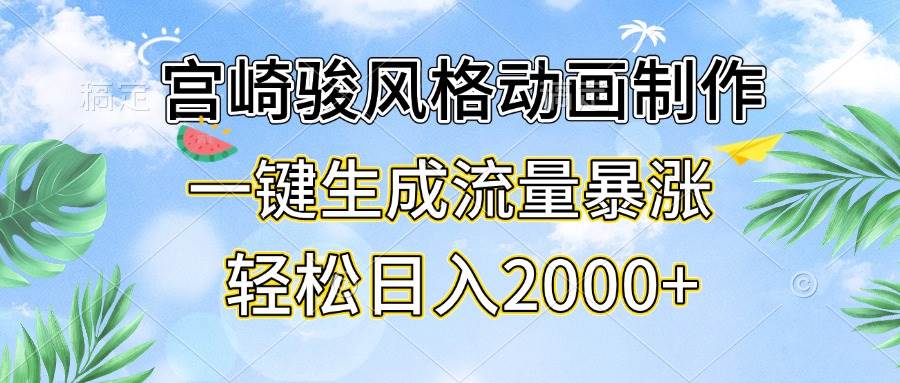 （13386期）宫崎骏风格动画制作，一键生成流量暴涨，轻松日入2000+-富爸爸项目圈