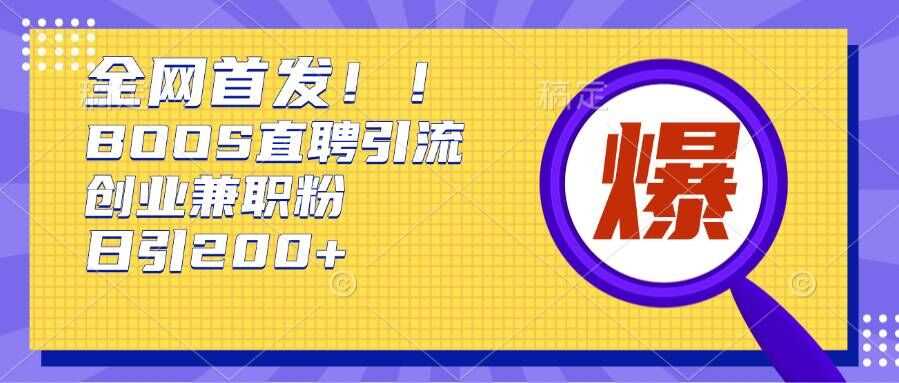 通过Boss直聘，每天轻松钓到200+多条创业大鱼的秘籍【揭秘】-富爸爸项目圈