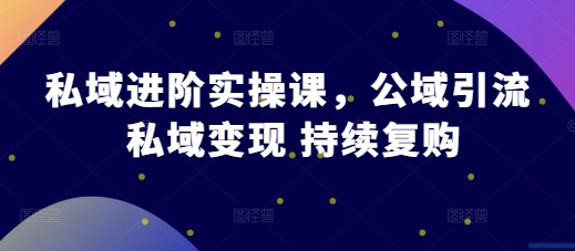 私域进阶实操课，公域引流 私域变现 持续复购-富爸爸项目圈