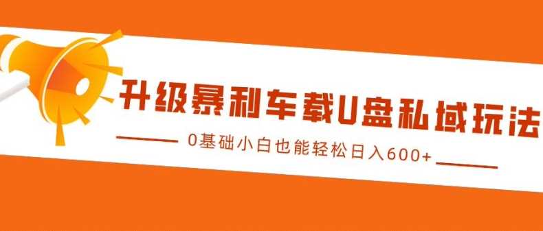 升级暴利车载U盘私域玩法，0基础小白也能轻松日入多张【揭秘】-富爸爸项目圈