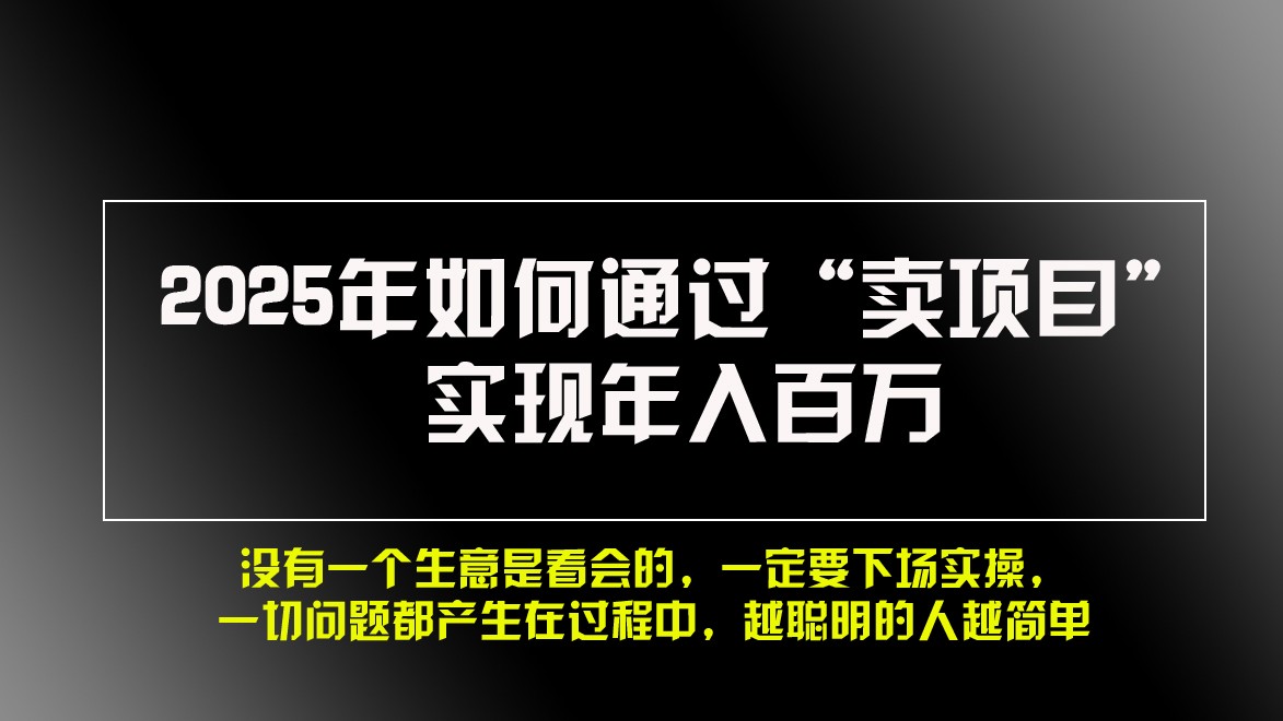 2025年如何通过“卖项目”实现年入百万-富爸爸项目圈