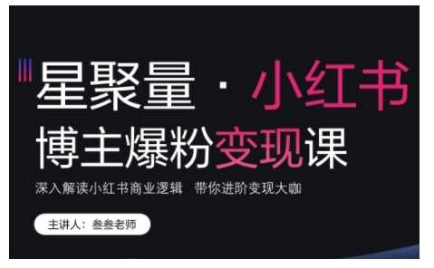 小红书博主爆粉变现课，深入解读小红书商业逻辑，带你进阶变现大咖-富爸爸项目圈