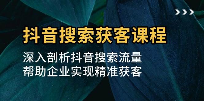 （13465期）抖音搜索获客课程：深入剖析抖音搜索流量，帮助企业实现精准获客-富爸爸项目圈