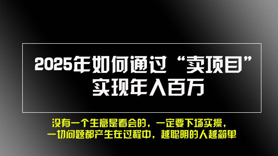 （13468期）2025年如何通过“卖项目”实现年入百万，做网赚必看！！-富爸爸项目圈