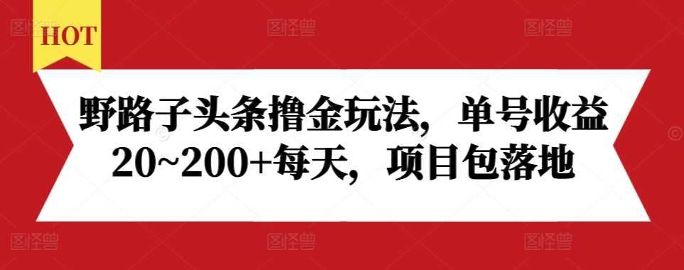 野路子头条撸金玩法，单号收益20~200+每天，项目包落地-富爸爸项目圈