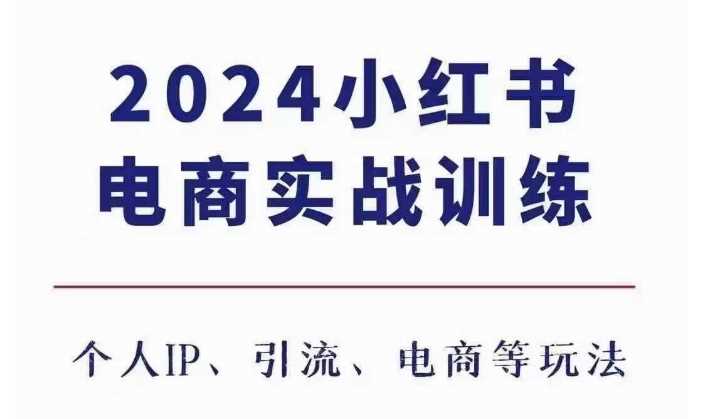 2024小红书电商3.0实战训练，包含个人IP、引流、电商等玩法-富爸爸项目圈