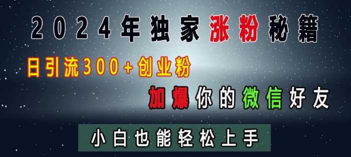 2024年独家涨粉秘籍，日引流300+创业粉，加爆你的微信好友，小白也能轻松上手-富爸爸项目圈