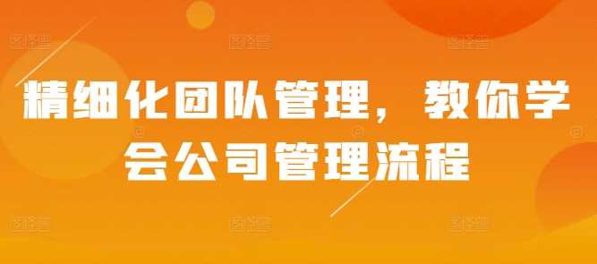 精细化团队管理，教你学会公司管理流程-富爸爸项目圈