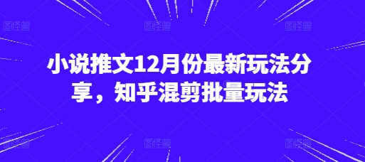 小说推文12月份最新玩法分享，知乎混剪批量玩法-富爸爸项目圈