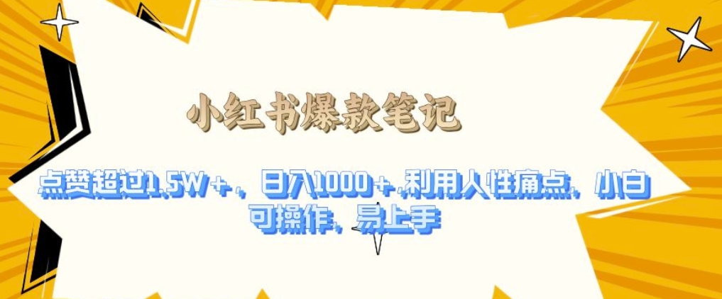 利用人性的痛点，打造爆款笔记，获得点赞超过1.5W+，日入1k【揭秘】-富爸爸项目圈