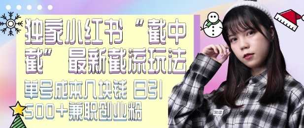 最新小红书截流玩法 独家截中截 单号成本几块钱 日引500+CY粉JZ粉-富爸爸项目圈