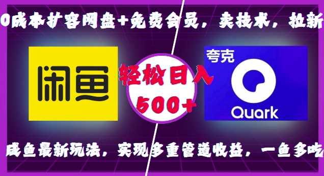0成本扩容网盘+免费会员，卖技术，拉新，咸鱼最新玩法，实现多重管道收益，一鱼多吃，轻松日入500+-富爸爸项目圈