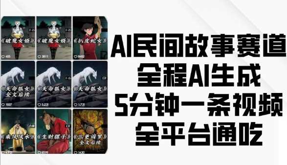 AI民间故事赛道，全程AI生成5分钟一条视频，全平台通吃-富爸爸项目圈