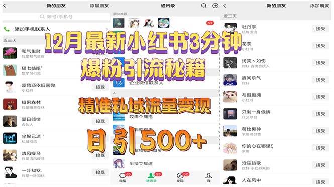 （13653期）12月最新小红书3分钟爆粉引流秘籍 精准私域流量变现 日引500+-富爸爸项目圈