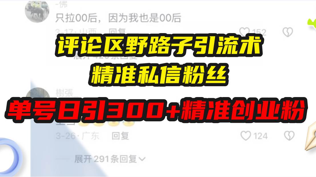 （13676期）评论区野路子引流术，精准私信粉丝，单号日引流300+精准创业粉-富爸爸项目圈