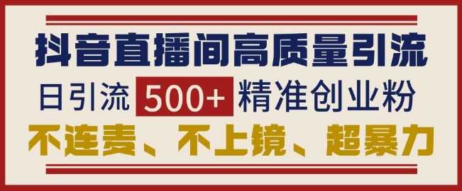 抖音直播间引流创业粉，无需连麦、不用上镜、超暴力，日引流500+高质量精准创业粉-富爸爸项目圈
