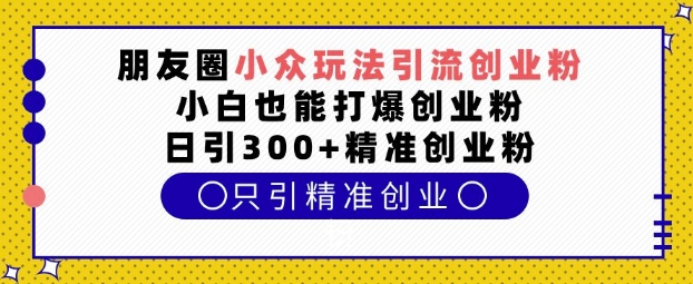 朋友圈小众玩法引流创业粉，小白也能打爆创业粉，日引300+精准创业粉【揭秘】-富爸爸项目圈
