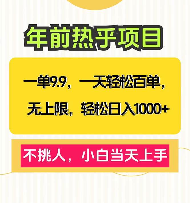 （13795期）一单9.9，一天百单无上限，不挑人，小白当天上手，轻松日入1000+-富爸爸项目圈