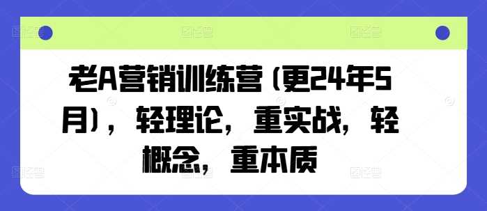 老A营销训练营(更24年12月)，轻理论，重实战，轻概念，重本质-富爸爸项目圈