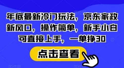 年底最新冷门玩法，京东家政新风口，操作简单，新手小白可直接上手，一单挣30【揭秘】-富爸爸项目圈