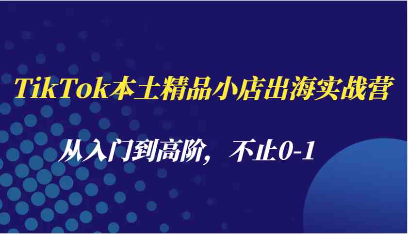 TikTok本土精品小店出海实战营，从入门到高阶，不止0-1-富爸爸项目圈