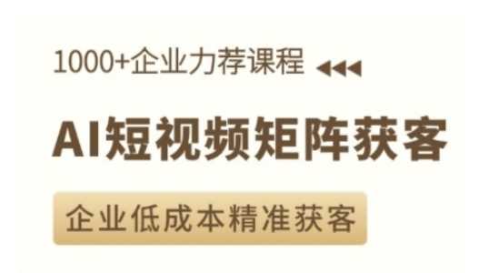 AI短视频矩阵获客实操课，企业低成本精准获客-富爸爸项目圈