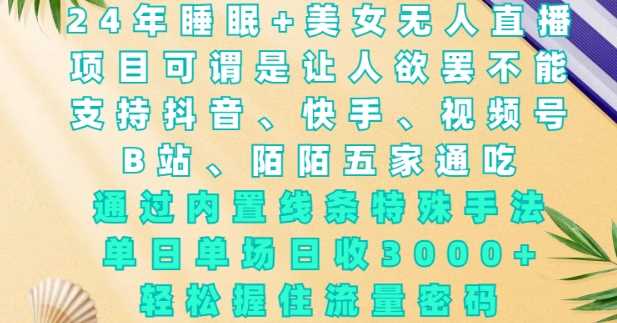 2024年睡眠+美女无人直播，通过内置线条特殊手法，单场日收3k+，轻松握住流量密码【揭秘】-富爸爸项目圈