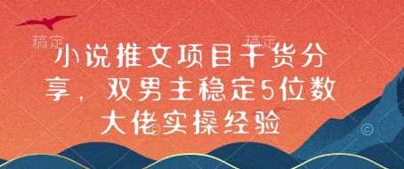 小说推文项目干货分享，双男主稳定5位数大佬实操经验-富爸爸项目圈