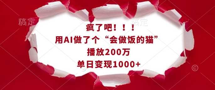 疯了吧！用AI做了个“会做饭的猫”，播放200万，单日变现1k-富爸爸项目圈