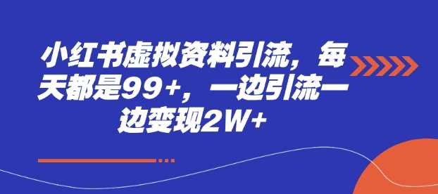 小红书虚拟资料引流，每天都是99+，一边引流一边变现2W+-富爸爸项目圈