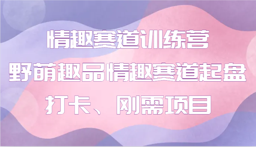 情趣赛道训练营 野萌趣品情趣赛道起盘打卡、刚需项目-富爸爸项目圈