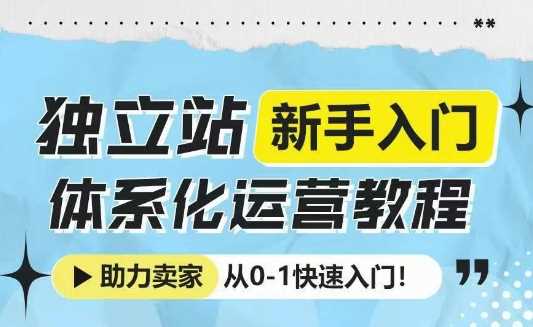独立站新手入门体系化运营教程，助力独立站卖家从0-1快速入门!-富爸爸项目圈