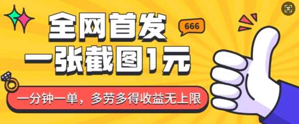 全网首发，一张截图1块钱，一分钟一单，多劳多得，收益无上限-富爸爸项目圈