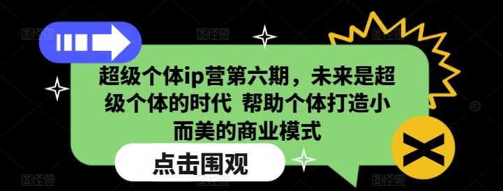 超级个体ip营第六期，未来是超级个体的时代  帮助个体打造小而美的商业模式-富爸爸项目圈