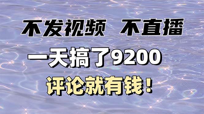 （14018期）不发作品不直播，评论就有钱，一条最高10块，一天搞了9200-富爸爸项目圈